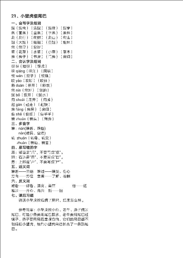 厉害的家长，整理的部编版一年级下册语文第八单元知识点汇总资料