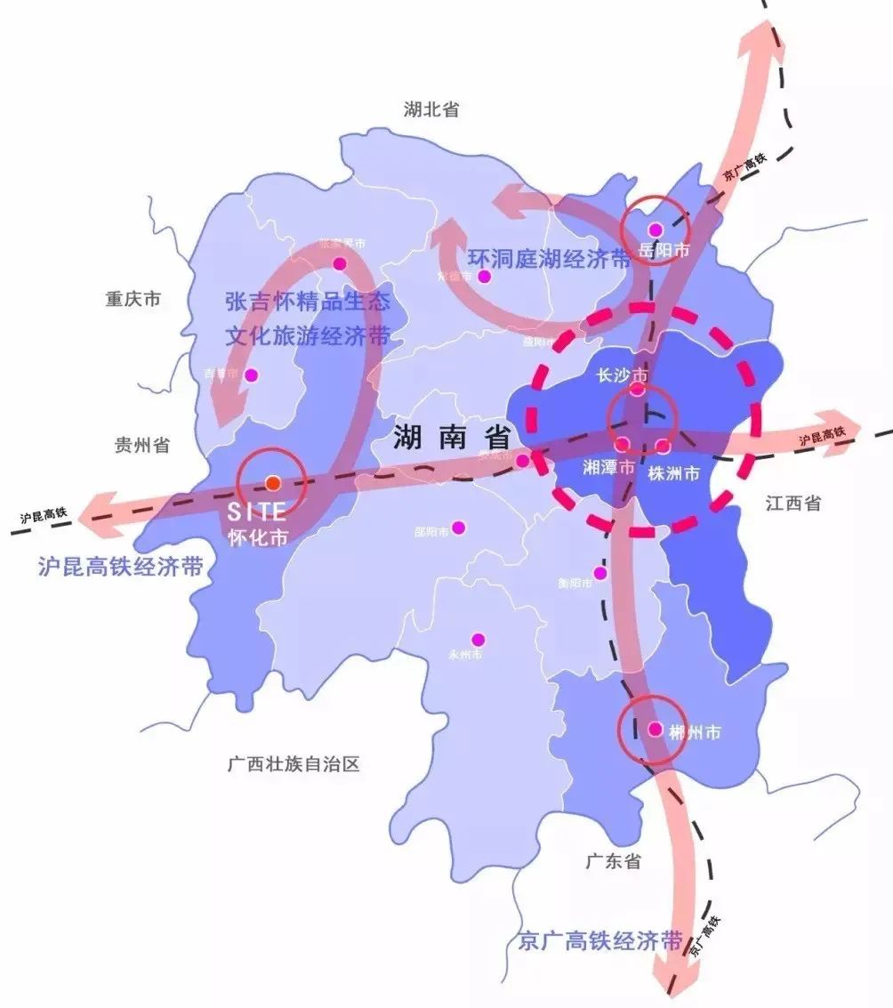 湖南省一核三极四带多点框架图 图片来源:中规设计