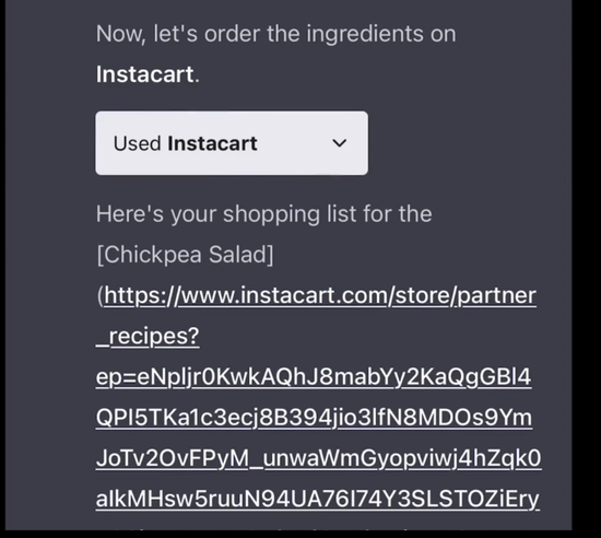 Instacart插件提供购物清单 来源:OpenAI